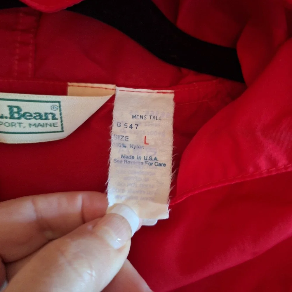 VTG‎ L.L. Bean Anorak Nylon Pullover Windbreaker Jacket Mens LT Red Hiking Camp